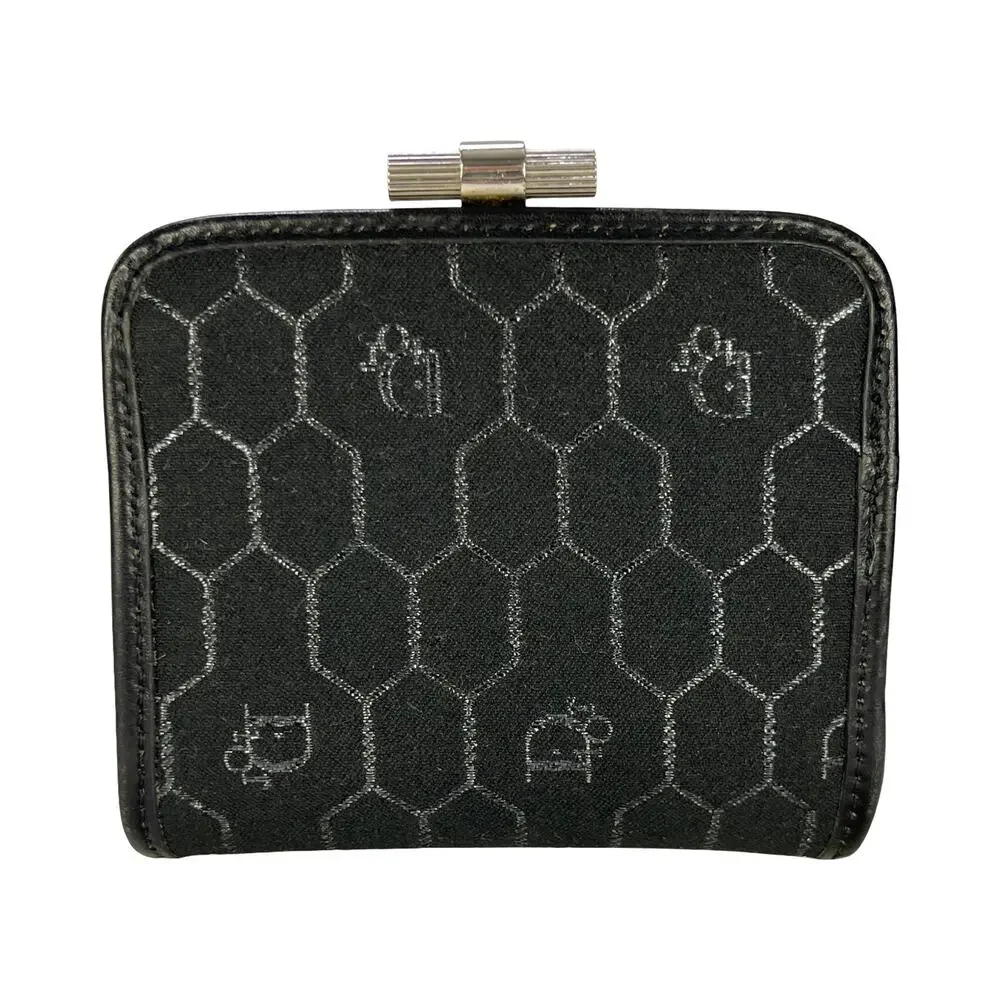 Christian Dior Honeycomb Monogram Coin Purse Black Silver Dior Wallet Vintage